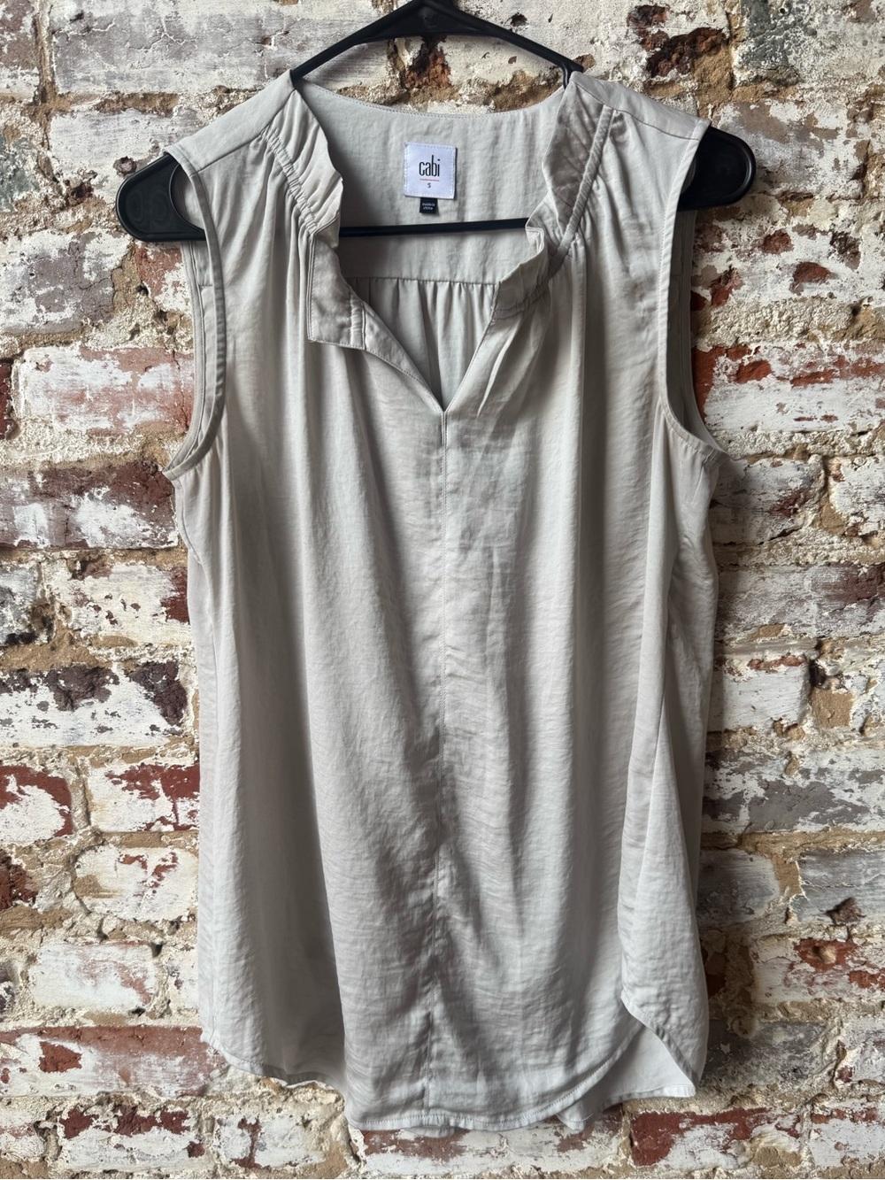 CAbi Sleeveless V-Neck Tunic in Beige